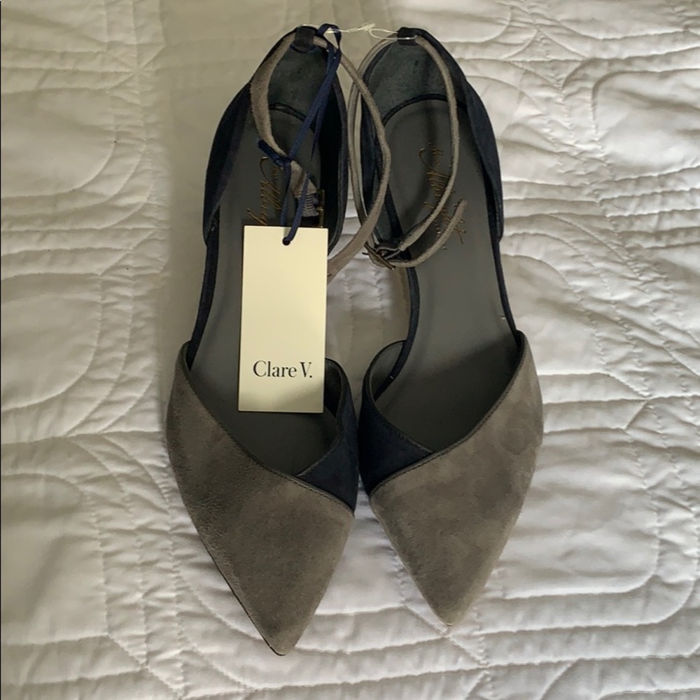 Clare V. New with tags blue and grey suede pumps